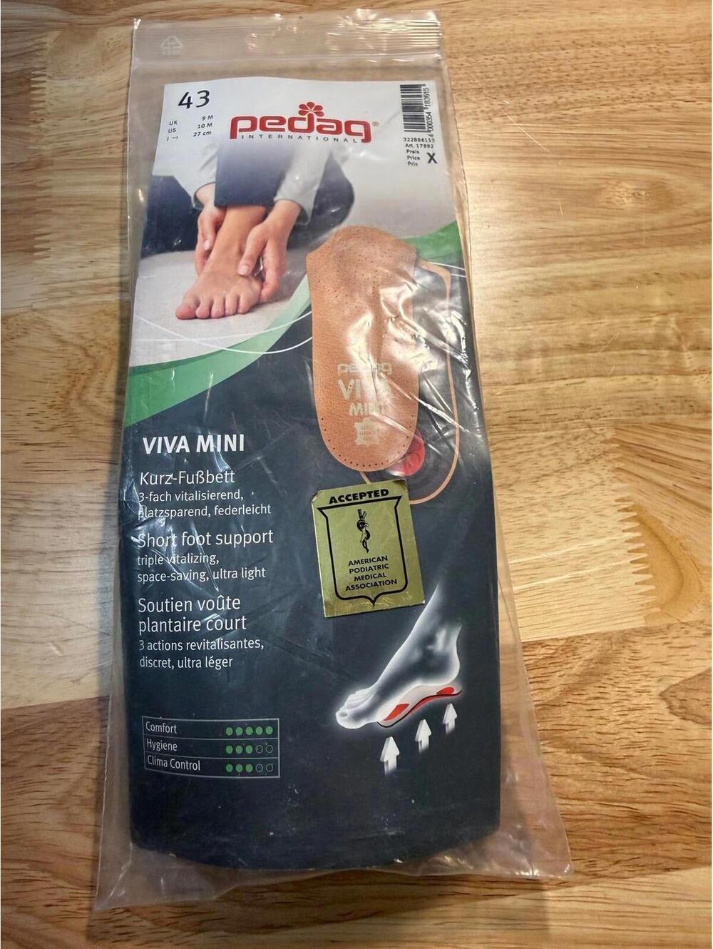 Pedag Viva Mini Orthotic Arch Support Insoles Men's Size 10 Brown Comfortable
